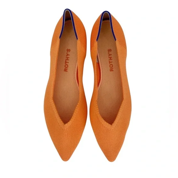 Rothy’s The Point Tangerine Washable Comfort Flat Size 10.5 - Picture 2 of 13